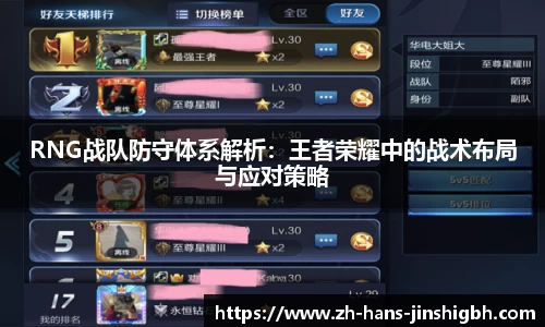 RNG战队防守体系解析：王者荣耀中的战术布局与应对策略